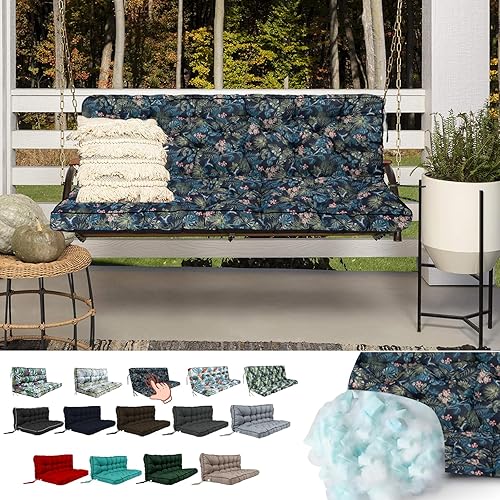 Miniatura 19 de Cojines de columpio para porche, cojines de columpio de 55 pulgadas para muebles de exterior, impermeables, repuesto de cojín grueso mejorado,