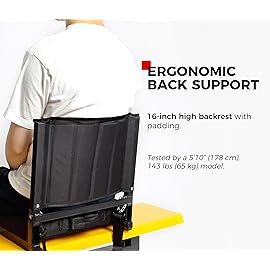 SPORT BEATS Stadium Seats with Back Support Bleacher Chairs with Back and Cushion Thick Padded Bleacher Seats Includes Shoulder Strap Black 2pcs