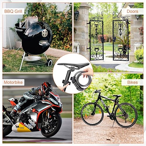 Miniatura 7 de GRIFEMA GAK1203-12 - Candado antirrobo para bicicleta, bloqueo de cable de seguridad con combinación de 5 dígitos para bicicletas, motocicletas,