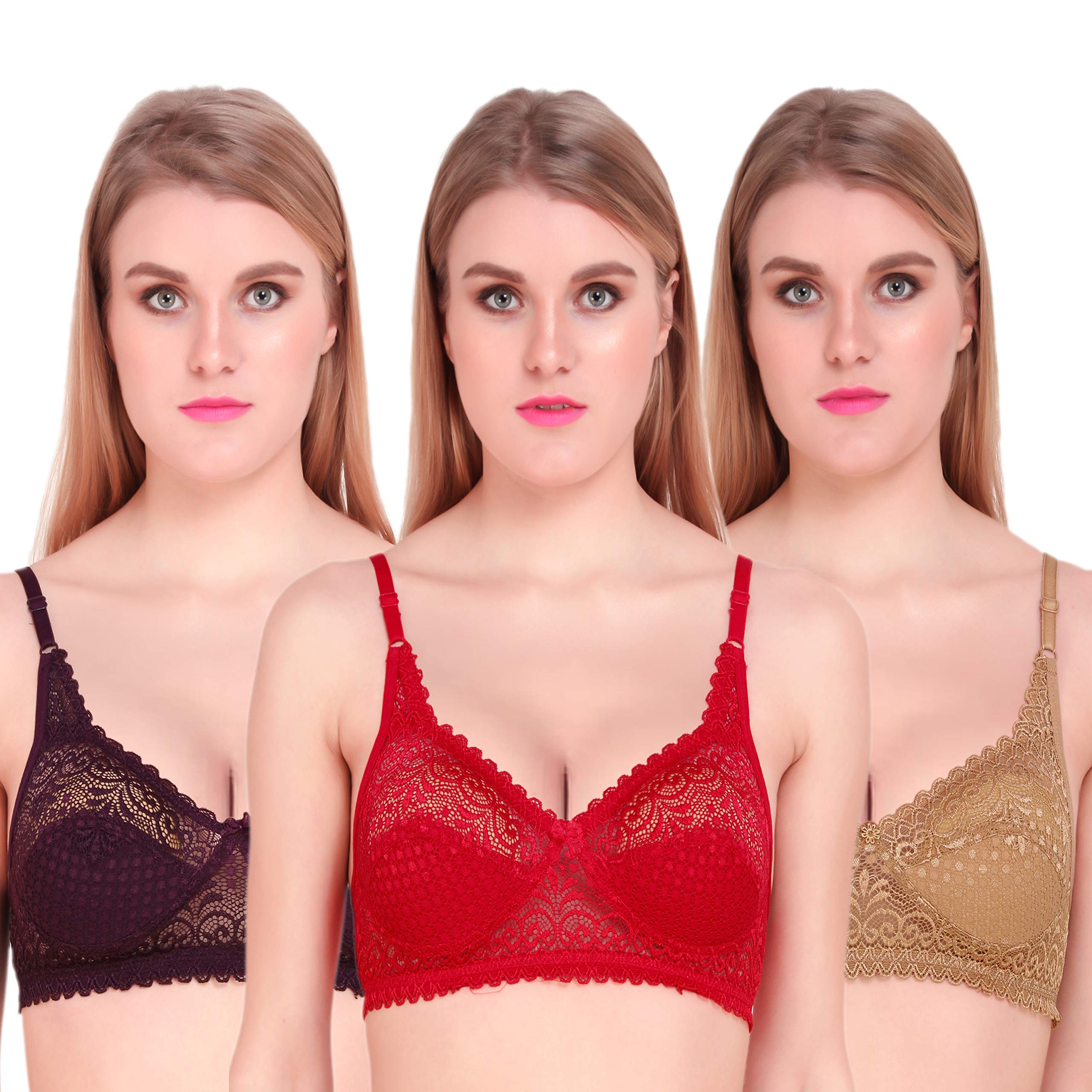 Fashion FrillCotton Bras For Women And Girls Comfortable Non-Padded Non-Wired Bra For Girls Women (Modern, 40) Multicolour