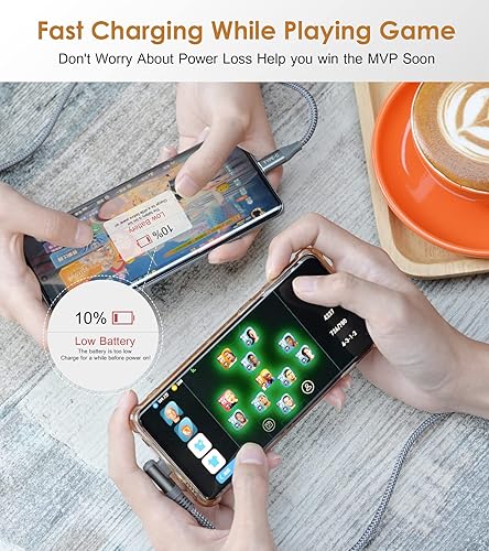 Miniatura 6 de Paquete de 2 cables USB C de 1.5 pies + 1.5 pies, cargador USB tipo C en ángulo recto, cable trenzado de nailon para iPhone 16 15 Pro Max Plus