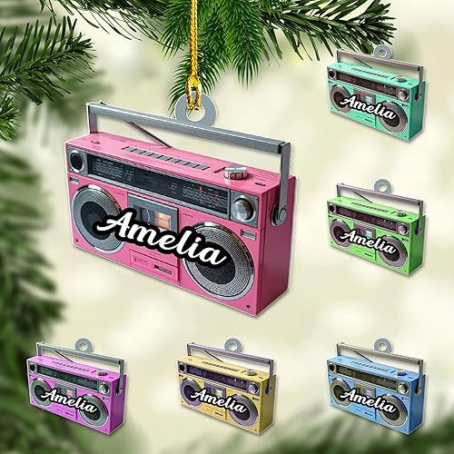 Adorno de radio personalizado 2025, adorno de radio retro personalizado, cinta de cassette, adornos retro, adornos de radio de Navidad, adornos de