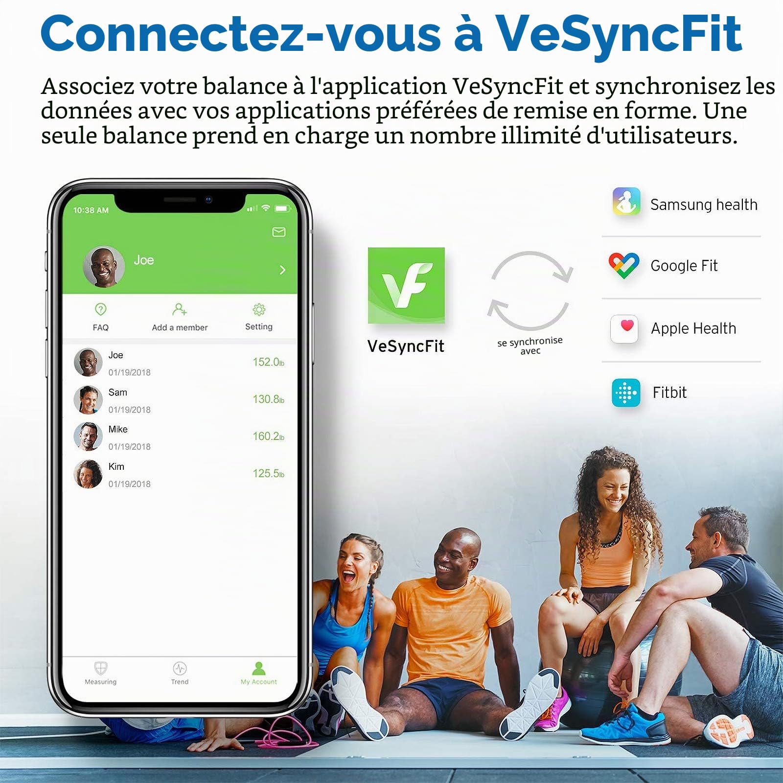 Etekcity Pèse Personne Impédancemètre, Balance Connectée, Pèse Personne Connecté Bluetooth Electronique, 13 Donneés Corporelles(Graisse/Eau/Osseux), Verre Conducteur ITO, Grande plate-forme 31x31 cm
