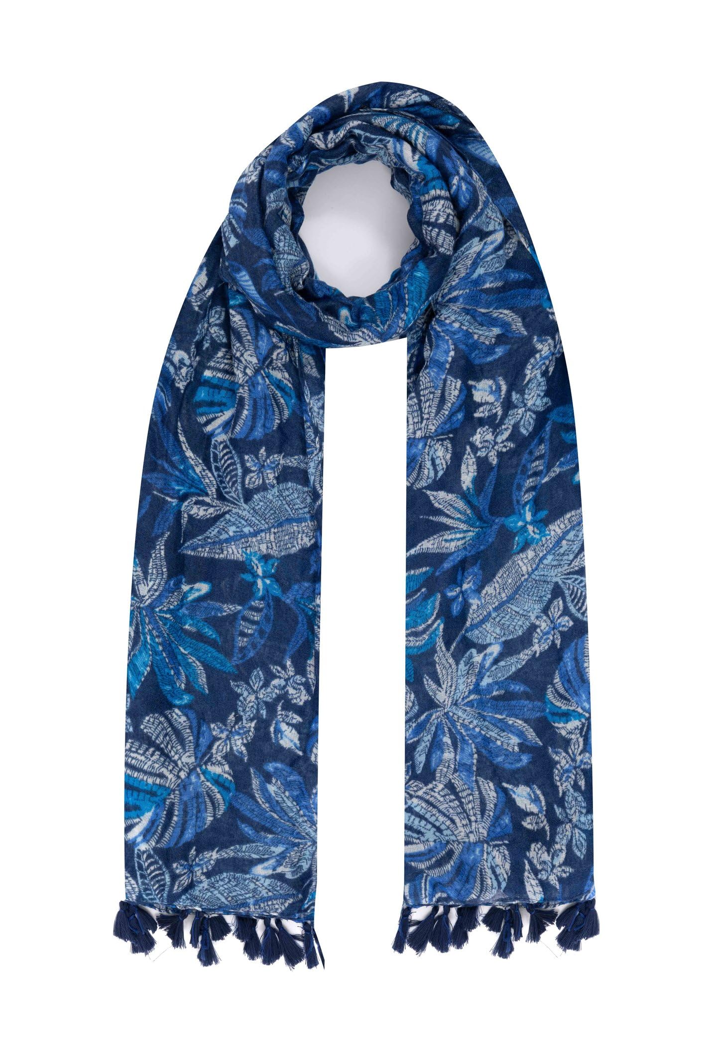 Weird Fish Women's Dark Indigo Marelia Printed Scarf In