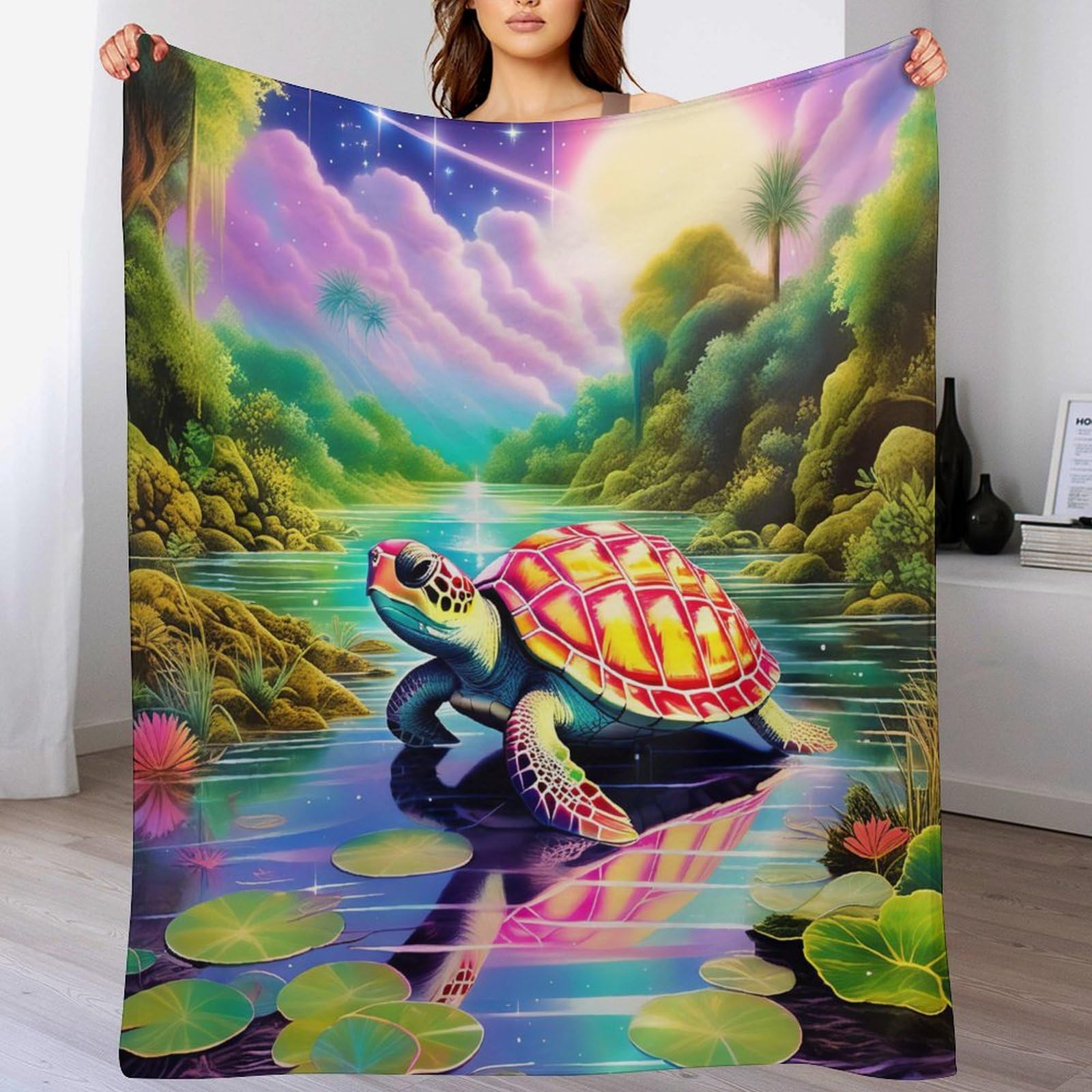 Manta de franela de tortuga para sofá y noches de películas