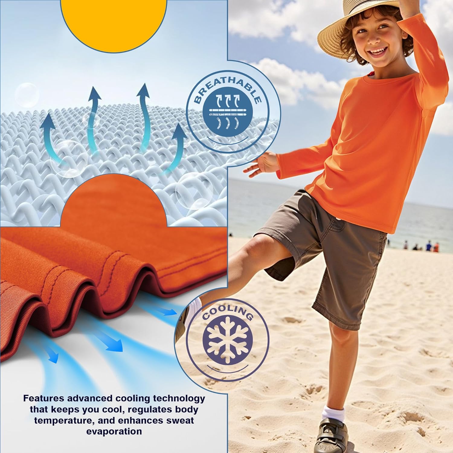 BRISIRA Boys Rash Guard UPF 50+ Cooling Kids Swim Shirt Long Sleeve SPF Sun Protection Quick Dry Fishing for Youth 6-16Y - Image 4