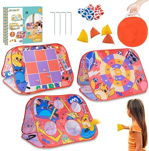 Miniatura 10 de Giant 3 in 1 Bean Bag Toss Game for Kids, Toddler Outdoor Toss Toys for 2 3 4 5 6 7 8 Year Old Boys Girls, Family Party Supplies, Cornhole Party