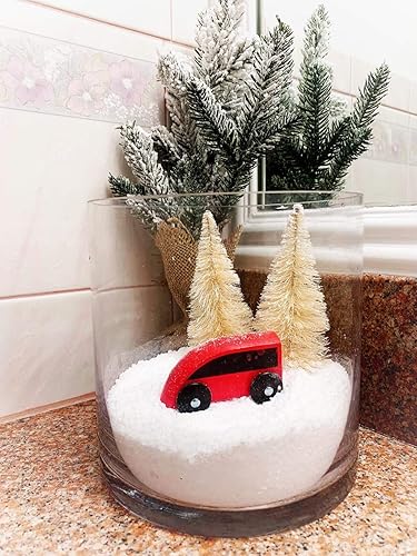 Miniatura 4 de zorpia 24 árboles de Navidad en miniatura, mini pino, pequeños árboles de sisal con base de nieve y madera para decoración de globos de nieve de