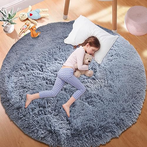 Miniatura 2 de Alfombra redonda, alfombras circulares suaves para habitación de niñas, alfombras esponjosas, alfombras peludas, alfombra peluda de tipi, alfombra