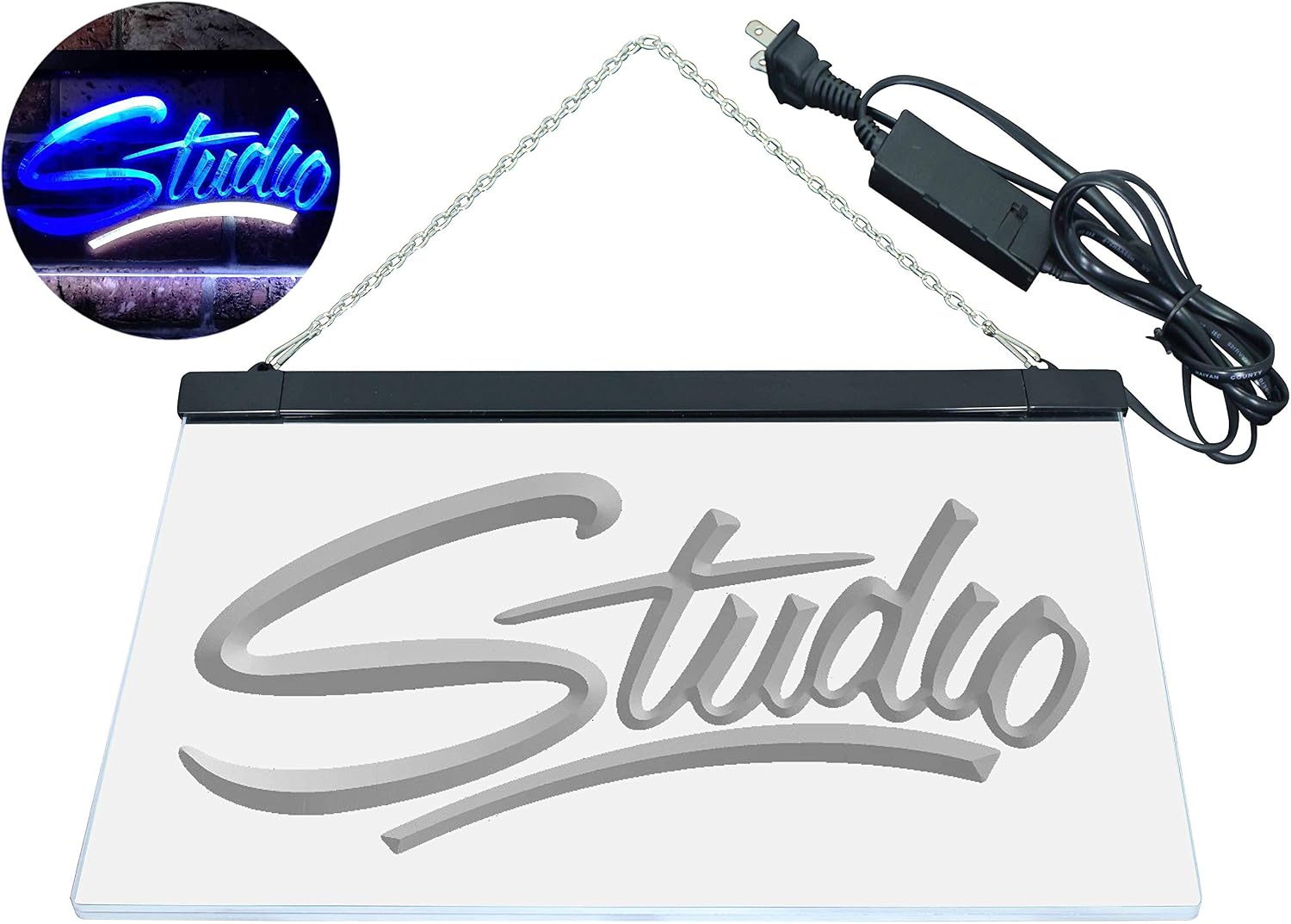 ADVPRO Studio Room On Air Recording Display Dual Color LED Neon Sign White & Blue 12" x 8.5" st6s32-i0800-wb