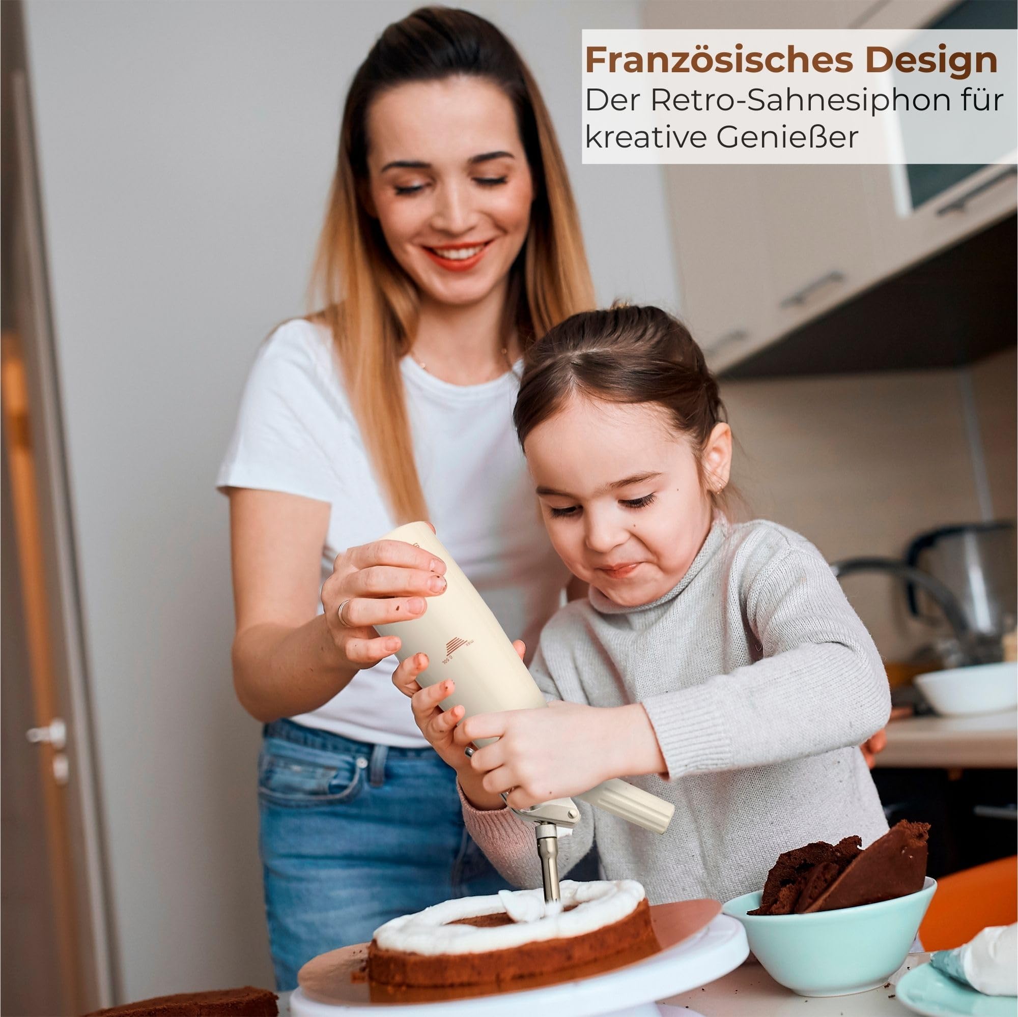 SO’Maison Sahnespender 500 ml – Hochwertiger Sahnesiphon für Schlagsahne, Espuma & Mousse – Vintage Creme Design, Profi Schlagsahnebereiter inkl. Rezeptbuch zum Selbstbefüllen