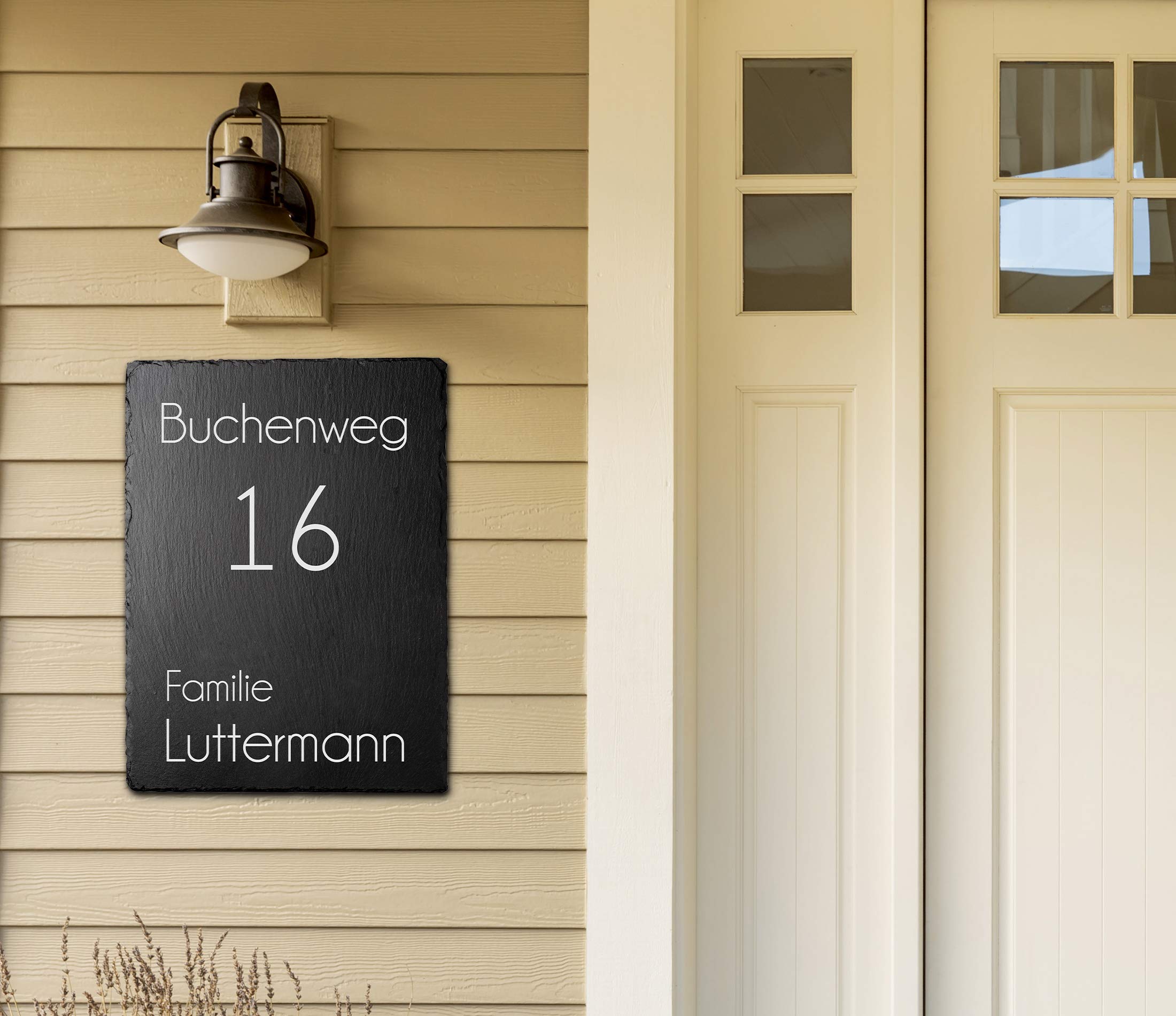Schiefer Türschilder mit Gravur | Namensschild Briefkastenschild selbstklebend/blank Klingelschild mit mehr als 80 Motive | Größe 30x40 cm