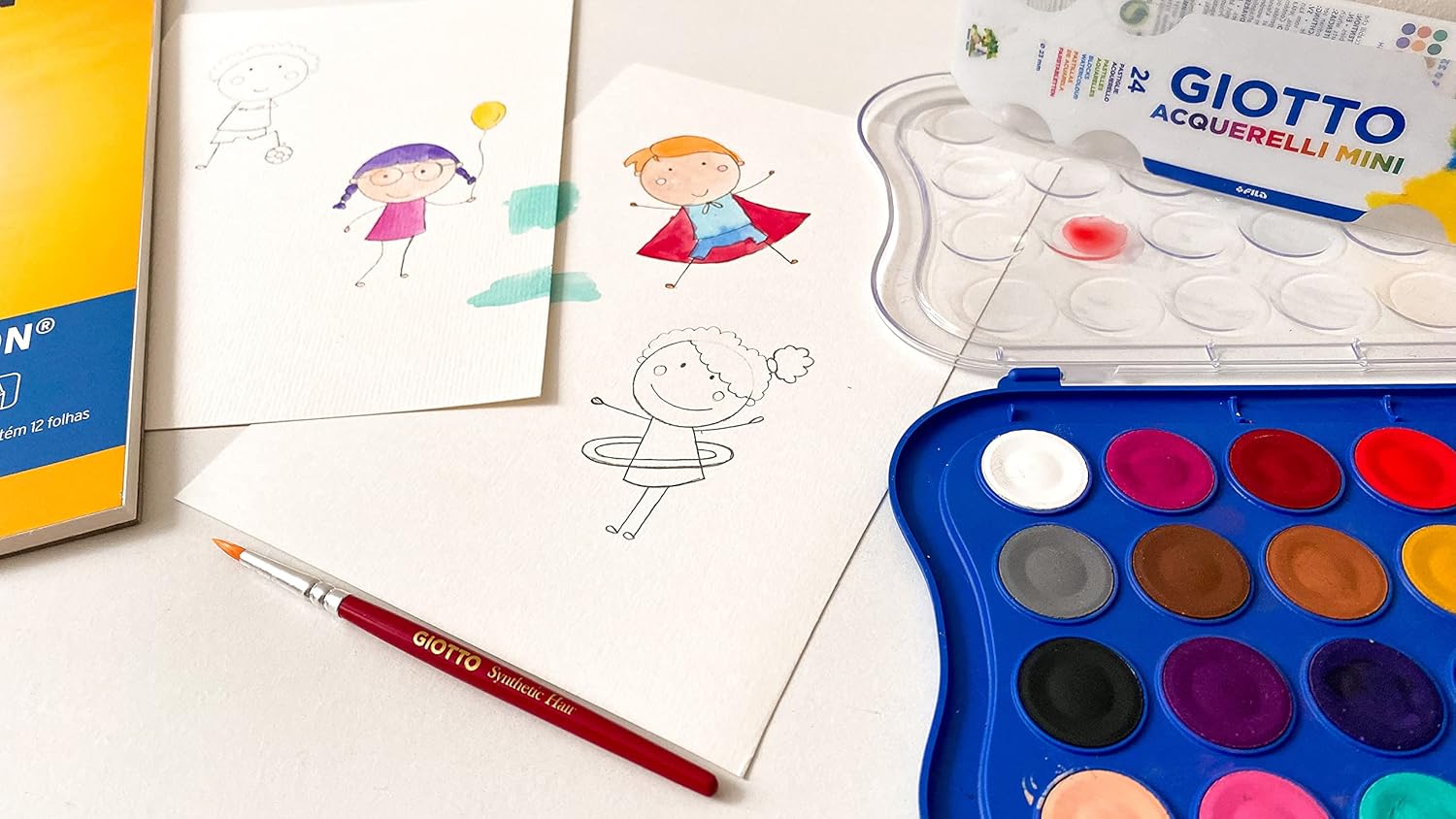 Giotto Box 36 Watercolours Mini, Pans, Assorted Count