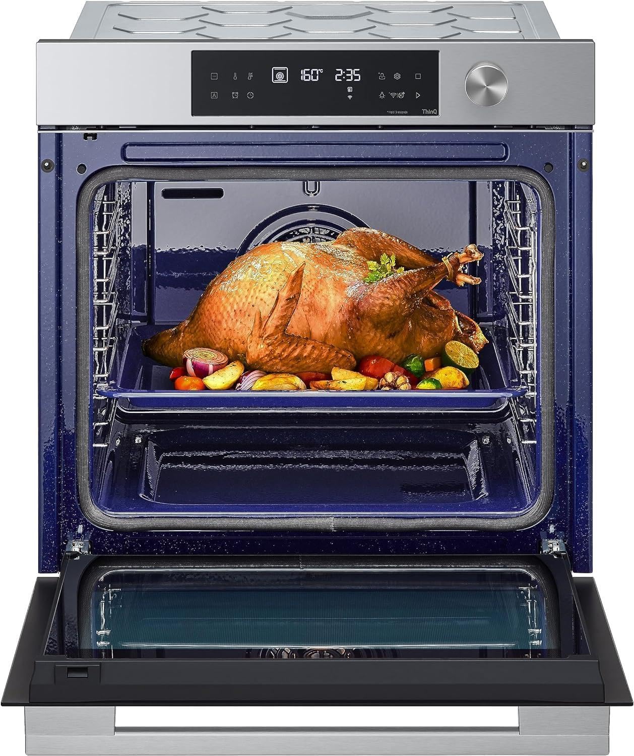 LG InstaView WSED7612S Forno da Incasso Multifunzione, Classe A+, 76L, 300°C Air Fry, Sous Vide, Modalità Pizza, Sistema ProBake Convection, EasyClean, Pirolisi, WiFi, Isolamento 4 Vetri, Nero