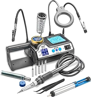 WEP 927-IV 60 Watt "Double Digital LED Display" Soldering Iron Station w/2 Helping Hands & All Accessories - Sleep Function, C/F, Calibration Func, 3 Preset Temps, Brass Sponge w/Flux & Wet Sponge