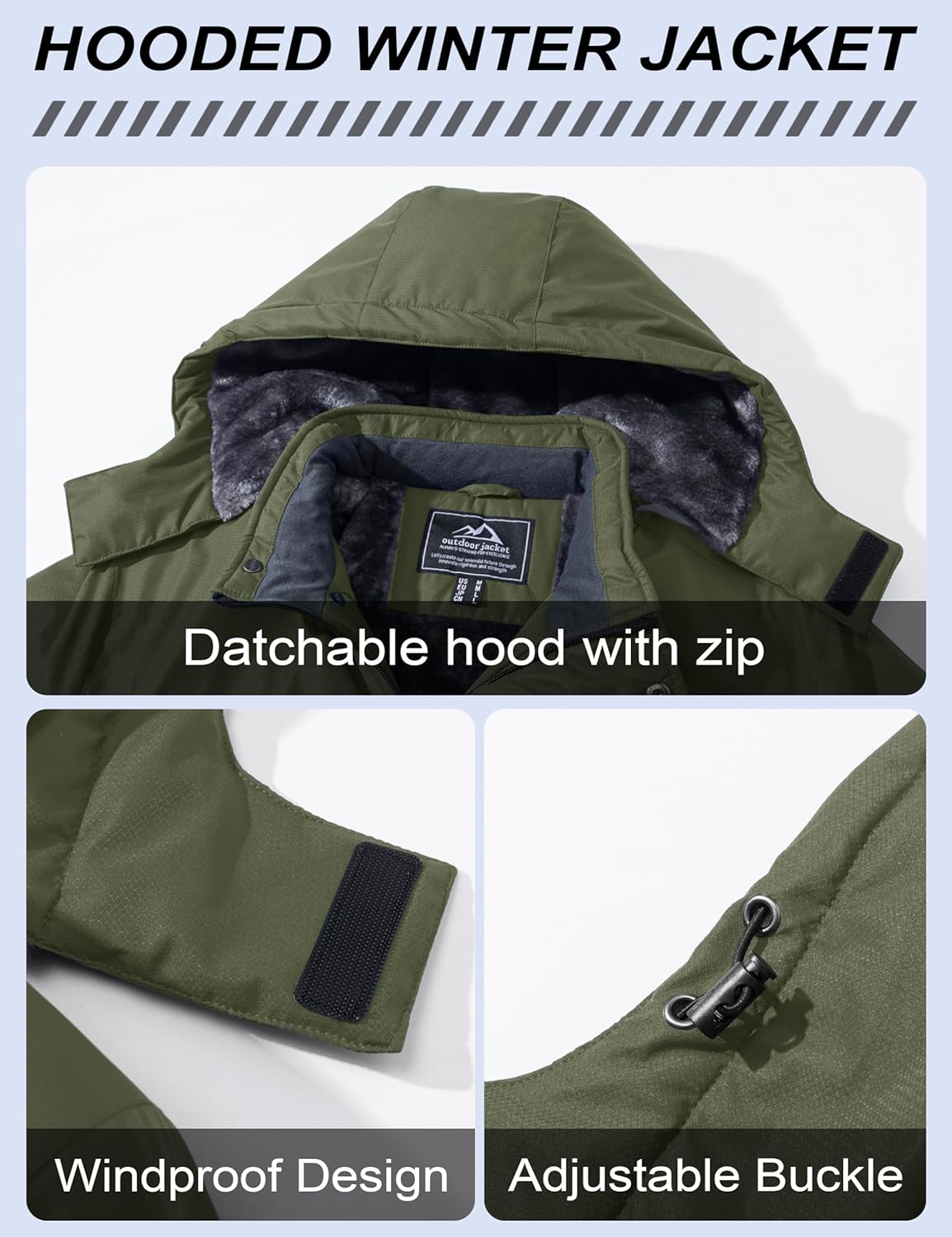 MAGCOMSEN Men's Winter Coats Ski Snow Water Resistant Jacket Warm Fleece Parka Raincoats with Hood for Hiking Work - Image 4