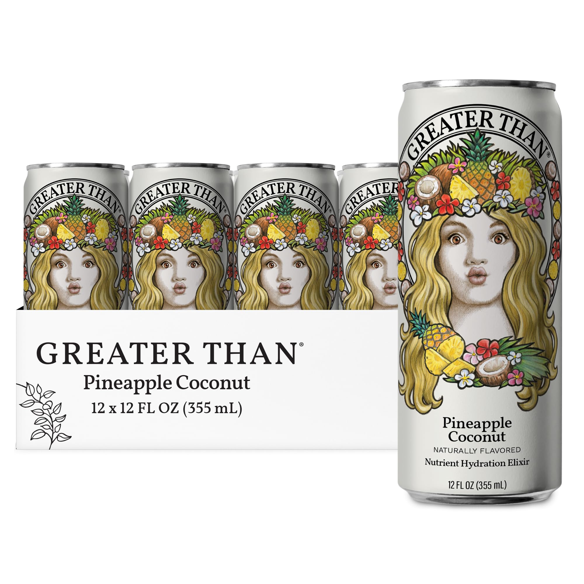 GREATER THAN Hydration for Her - Nutrient Enhanced Coconut Water Electrolyte Beverage with Real Fruit, Plant-Based Vitamins & Fiber, Clean Functional