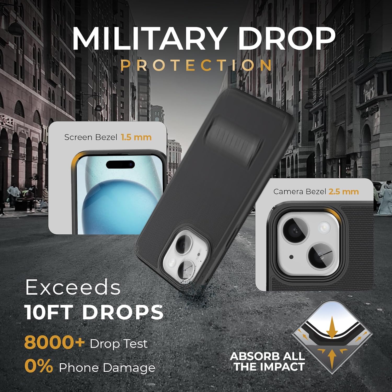 MOTIVE for iPhone 15 Case with Belt Clip, Magnetic Compatible with MagSafe, Shell Holster Combo, Shockproof Cover, iPhone 15 Case with Clip & Kickstand, 6.1" | Black V2 - Image 6