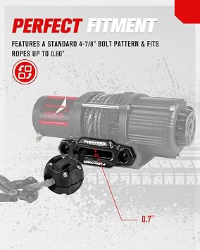 FIERYRED Winch Hawse Fairlead with Winch Cable Hook Stopper Kit,4-7/8 Inch Bolt Pattern Aluminum Fairlead for Synthetic Rope,Suitable for 3500-4500LBS ATV/UTV Winch