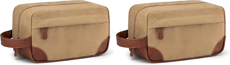 Necessaire de viagem suspensa Vorspack em lona com zíper, marrom, pacote com 2