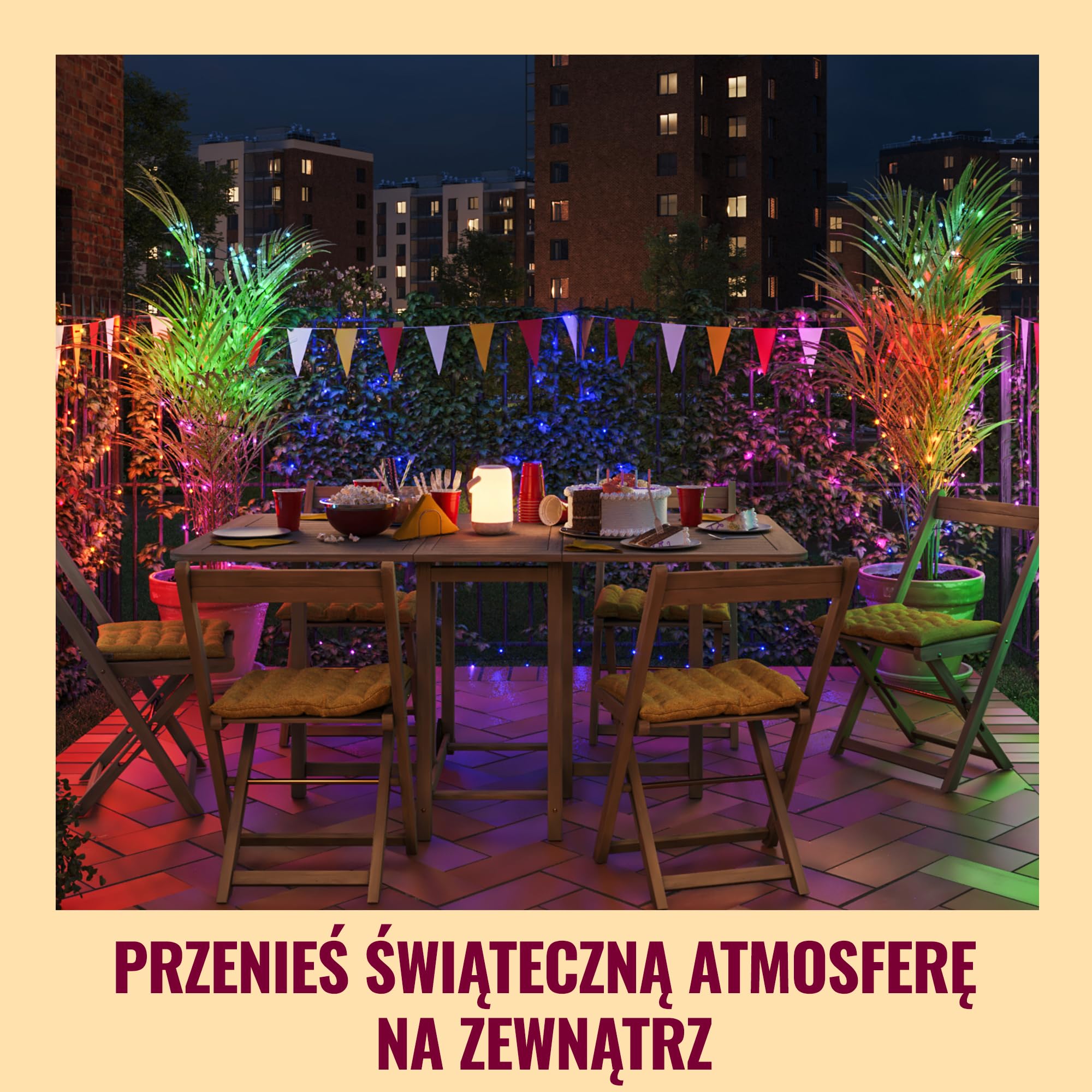 WiZ RGBIC Smart LED Fairy Light z synchronizacją muzyki - Wróżka ze 160 diodami LED, 16 milionów kolorów, łączy się z siecią WLAN, sterowana głosem/aplikacją, współpracuje z Google Home, Alexa