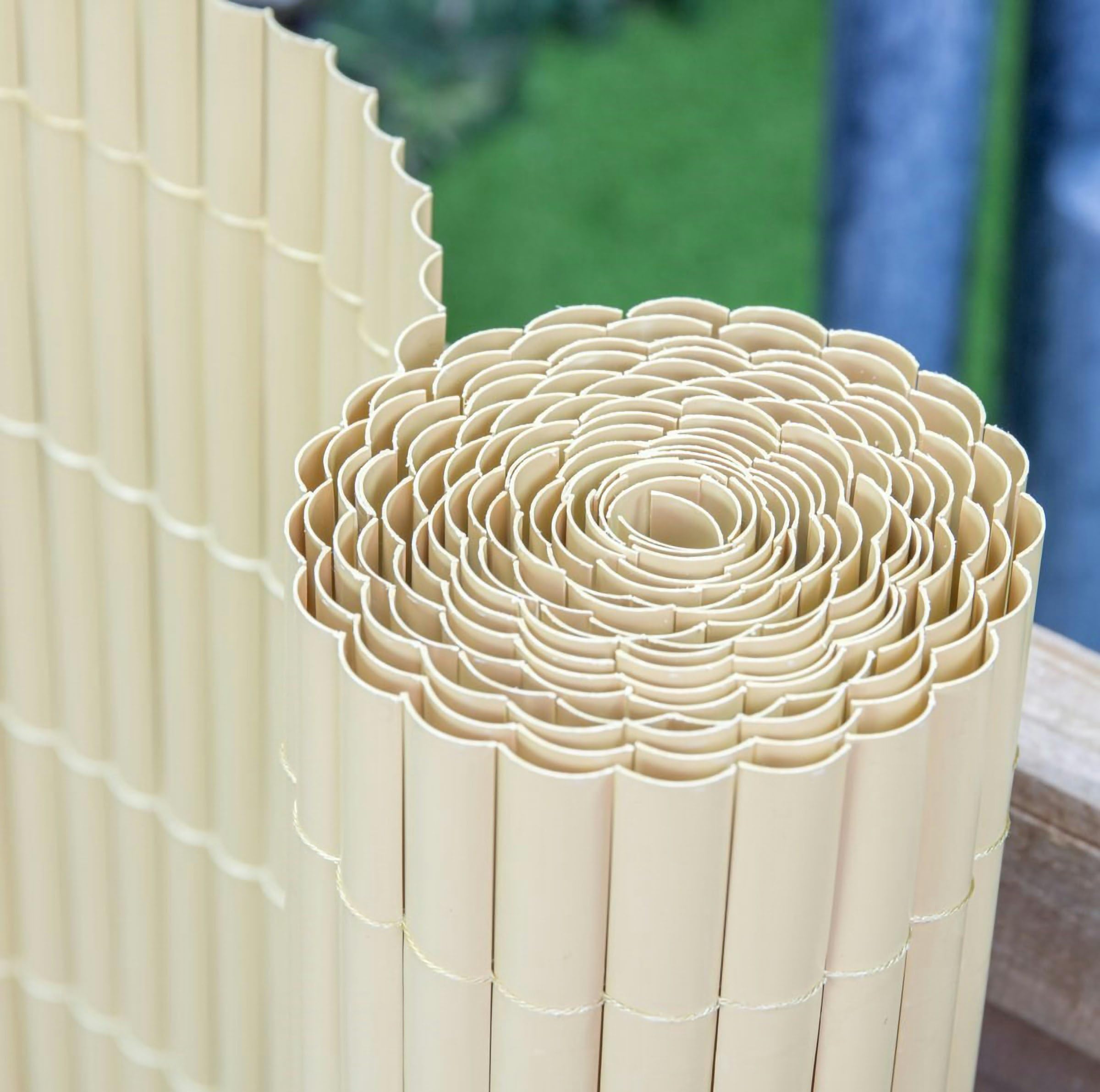 Papillon Beige Artificial Split Bamboo Plastic Garden Fence Screening Roll Privacy Border 4M X 2M (13Ft 1In X 6Ft 7In)