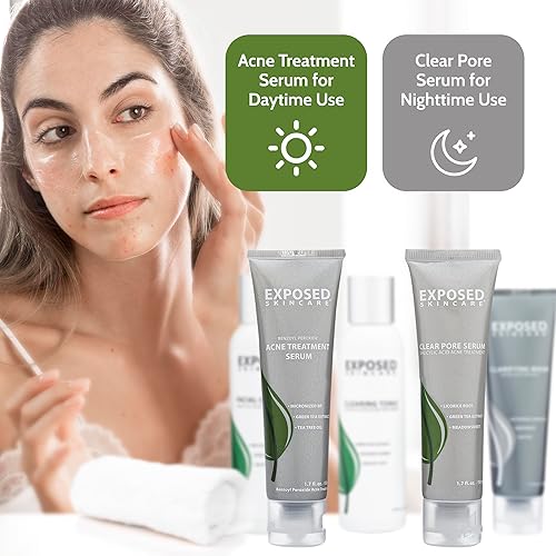 Miniatura 7 de Exposed Skin Care Kit de tratamiento para el acné incluye limpiador facial tónico limpiador suero para tratamiento del acné suero de poros
