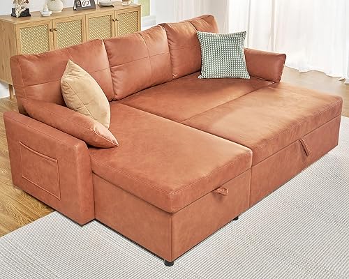 Miniatura 8 de PaPaJet Sofá cama, sofá cama con diván de almacenamiento, sofá cama extraíble en forma de L, sofás de gran tamaño para sala de estar, sherpa blanco