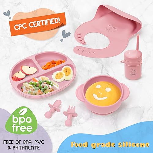 Miniatura 2 de Hey Kyd - Juego de 8 piezas Baby Essentials de silicona para bebés para el destete LED del bebé. Imprescindible para bebés de 6 meses! Platos para