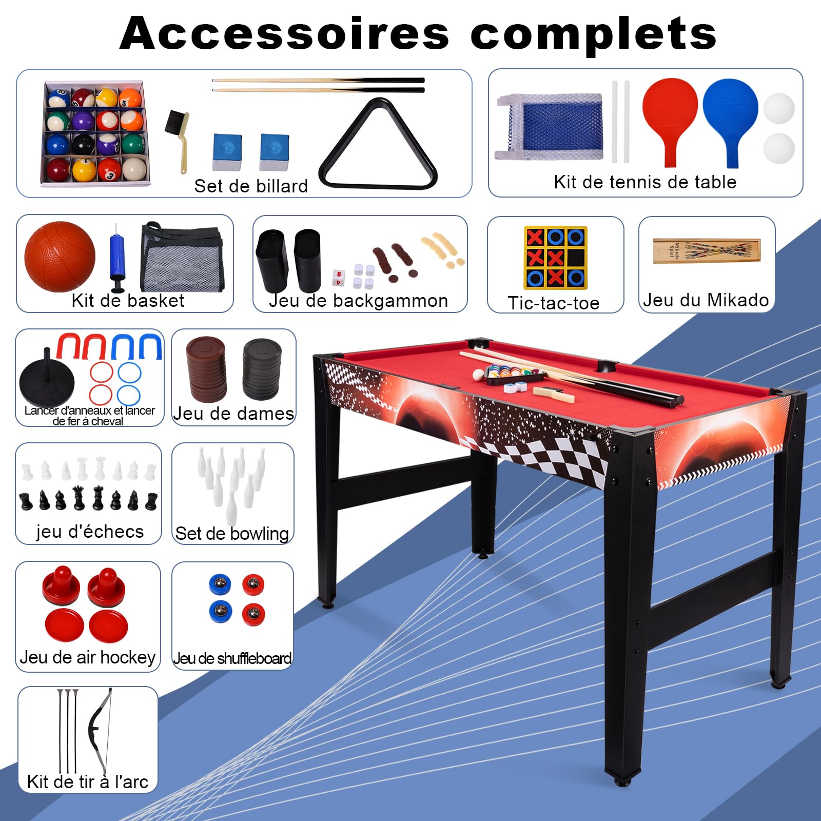 HLC 14 en 1 Table Multijeux/Basket/Billard/Baby-Foot/Tennis de Table/Hockey/Bowling ExpéRience de Sports IntéRieurs Plaisants et RéVersible