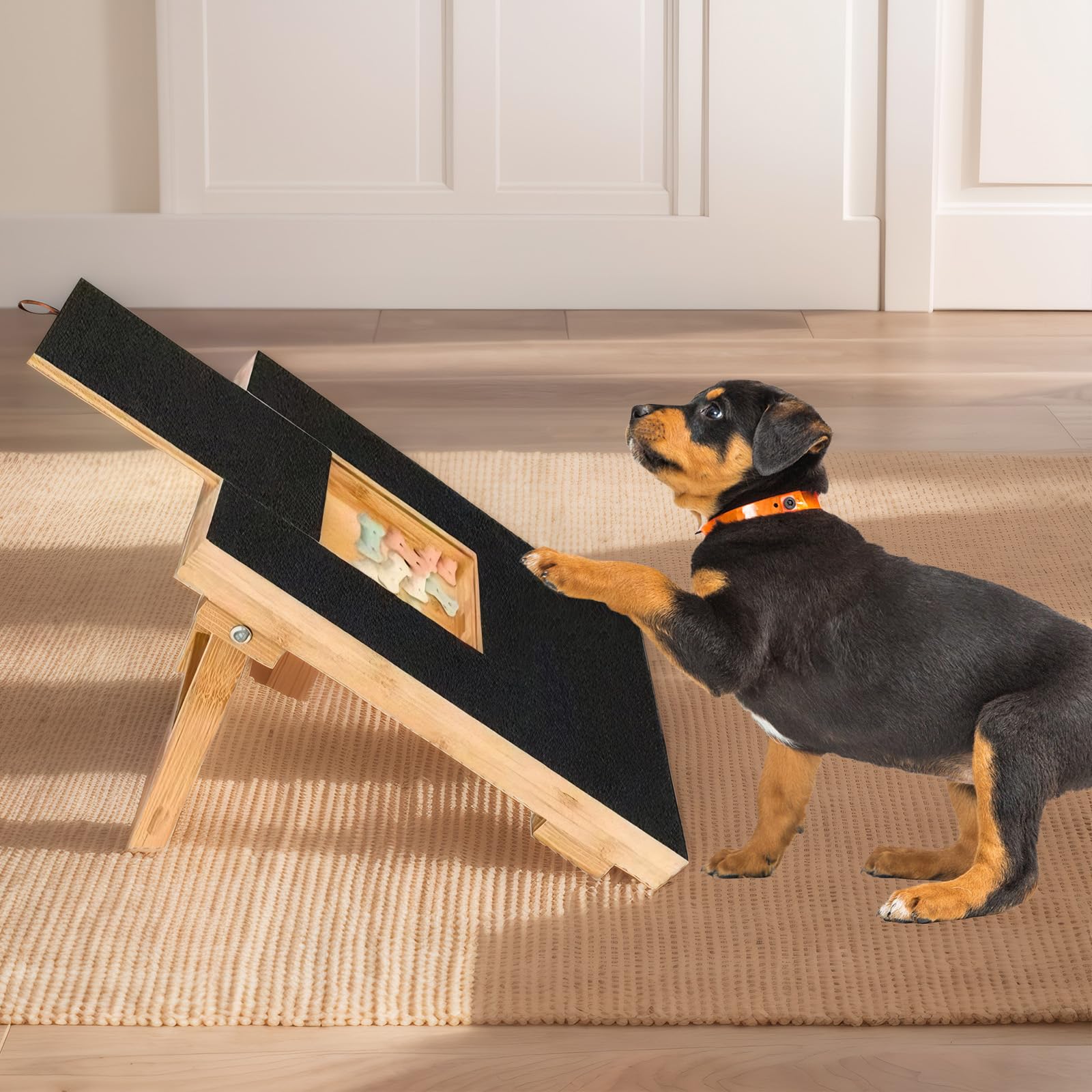 LiveGo Tampon à griffes pour chien, équipé de papier de verre, planche d'entretien sans stress, lime à ongles pour chien avec compartiment à collation, convient pour les chiens de petite et moyenne