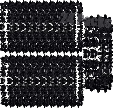 Leis for Luau Party, 24 Count Thick and Lush Flower, Graduations, Birthdays, and Beach Weddings, Tropical Party Decorations Single Color Red White Black Green Pink Blue 24 Black