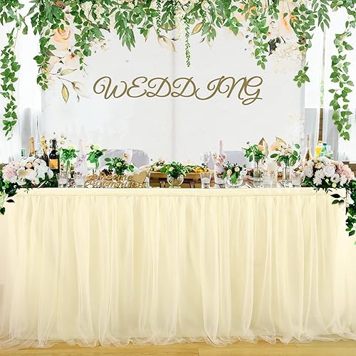 Miniatura 15 de Suppromo - Falda de mesa con tutú de calidad superior, con 3 capas de malla, plisada, de tul, para fiestas, bodas, baby shower, fiestas de Rosa