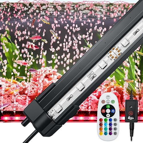 AQQA Luz sumergible para acuario, tanque de peces, luz LED, burbujeador de aire, luz subacuática, decoración de pared con control remoto para
