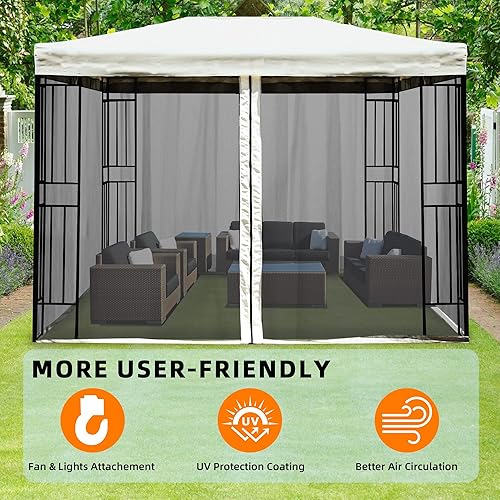 Miniatura 8 de TINKLE WELL Toldo para patio de 8 x 8 pies, tienda de campaña instantánea desplegable para exteriores, refugio portátil con paredes laterales y