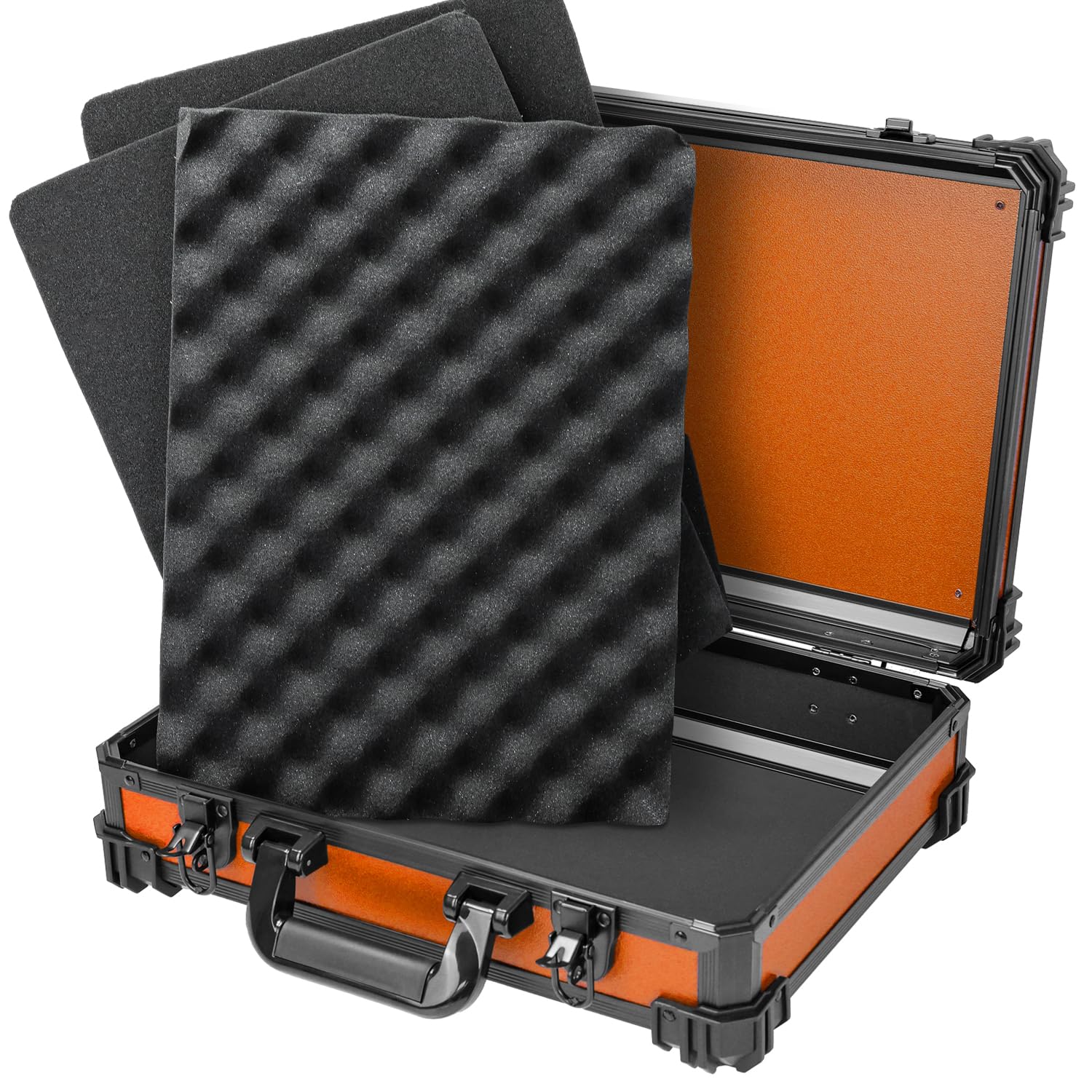 HMF 15502-18 Mallette de Transport avec Mousse alvéolée, Mallette Universelle | 39 x 29 x 12 cm | Orange