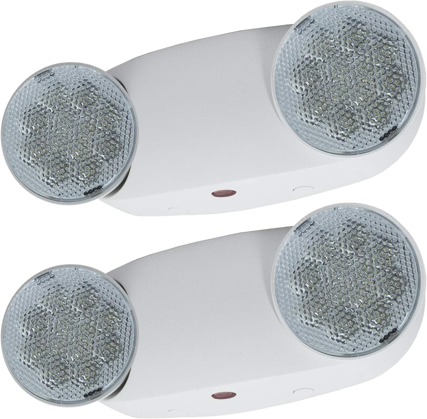 LFI Lights | Bright Oval Emergency Light | White Housing | Two LED Adjustable Round Heads | Hardwired with Battery Backup | UL Listed | (2 Pack) | EL-M2
