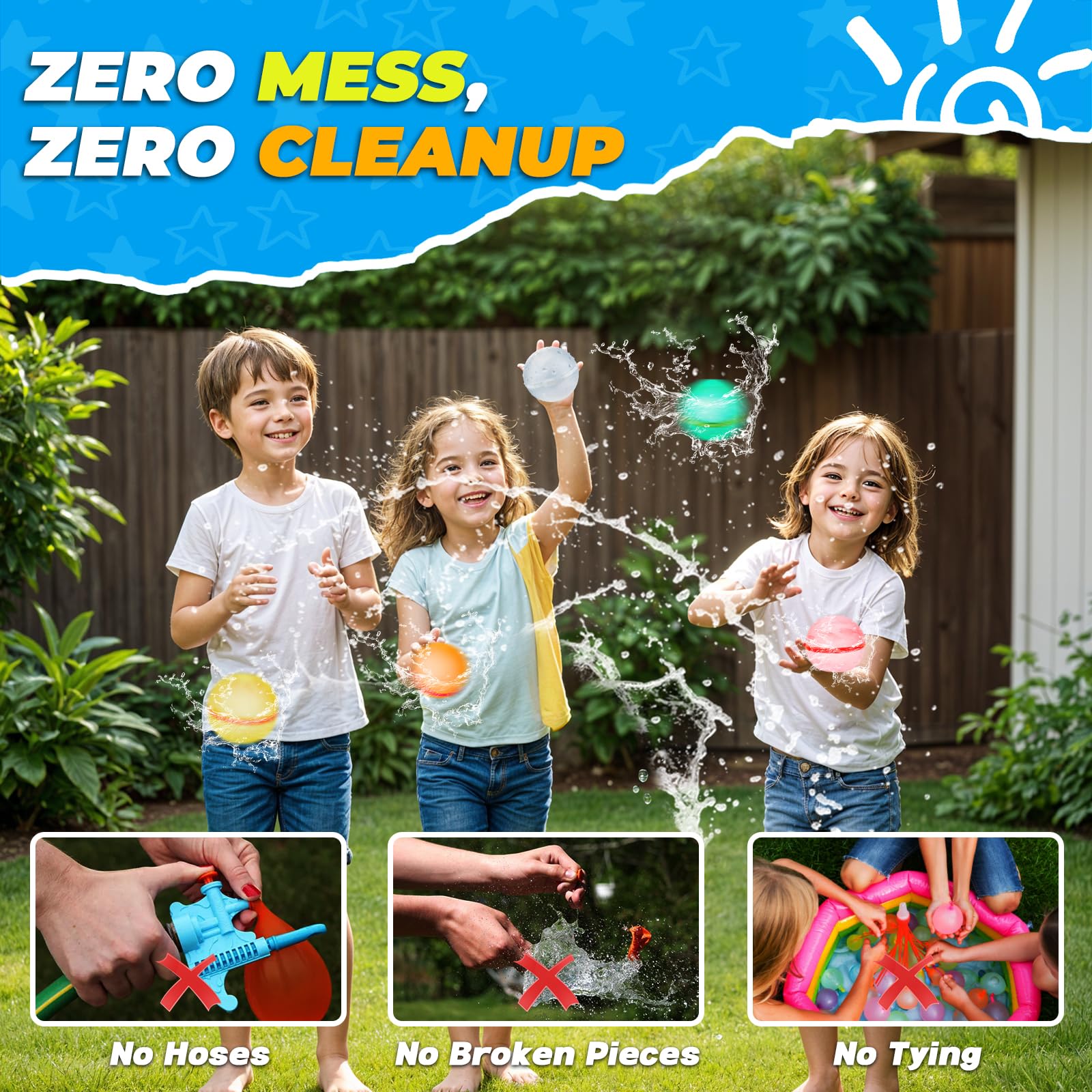 Globos de agua reutilizables con bolsa de malla, bomba de salpicaduras de agua de silicona sin látex para niños y adultos, juego de agua, juguete de baño, juguete de piscina, suministros de 5