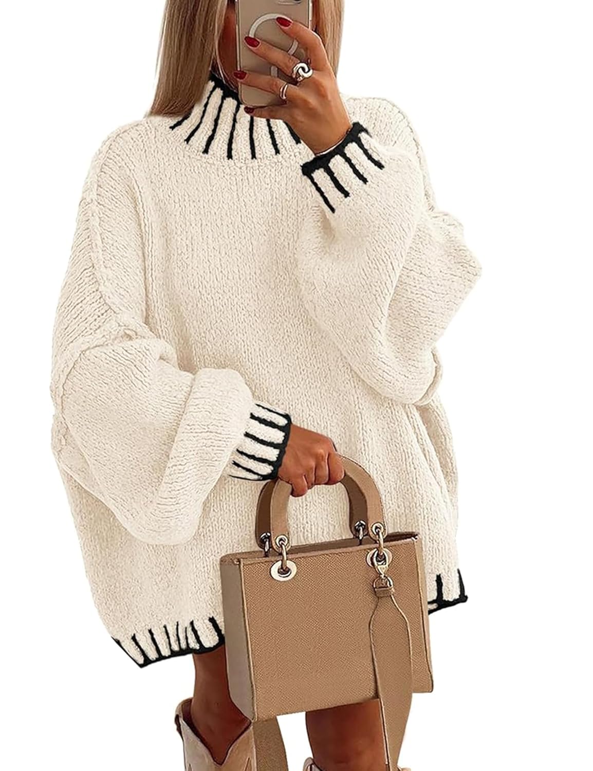 Womens Oversized Fall Sweater 2025 Chunky Knit Crewneck Long Sleeve Fuzzy Pullover Tops