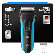 Braun Serie 3 Rasoio Elettrico Barba, ProSkin, Regolabarba Uomo, Rasoio Barba, Rifinitore di precisione, Accessori Inclusi, Regolabarba Braun, Idea Regalo, 3040s Nero e Blu Notte