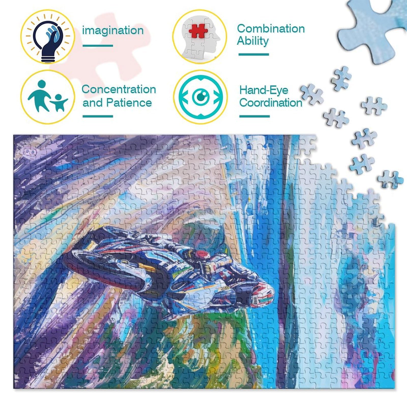 Dirt Bike Puzzle Da 1000 Pezzi Per Adulti, Puzzle Da 1000 Pezzi Per La Decorazione Della Casa, Puzzle Per Famiglie Per Decorare Regali Gioco Impegnativo 1000pcs (75x50cm