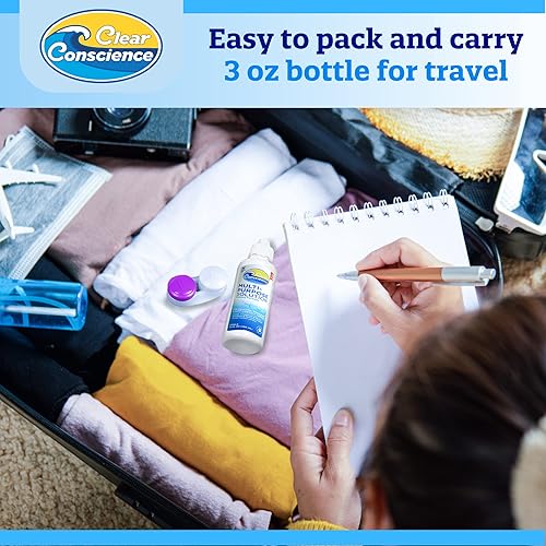 Miniatura 8 de Solución para lentes de contacto libre de crueldad  12 oz (1 unidad) y solución de lentes de contacto de tamaño de viaje, paquete de 3 onzas (4