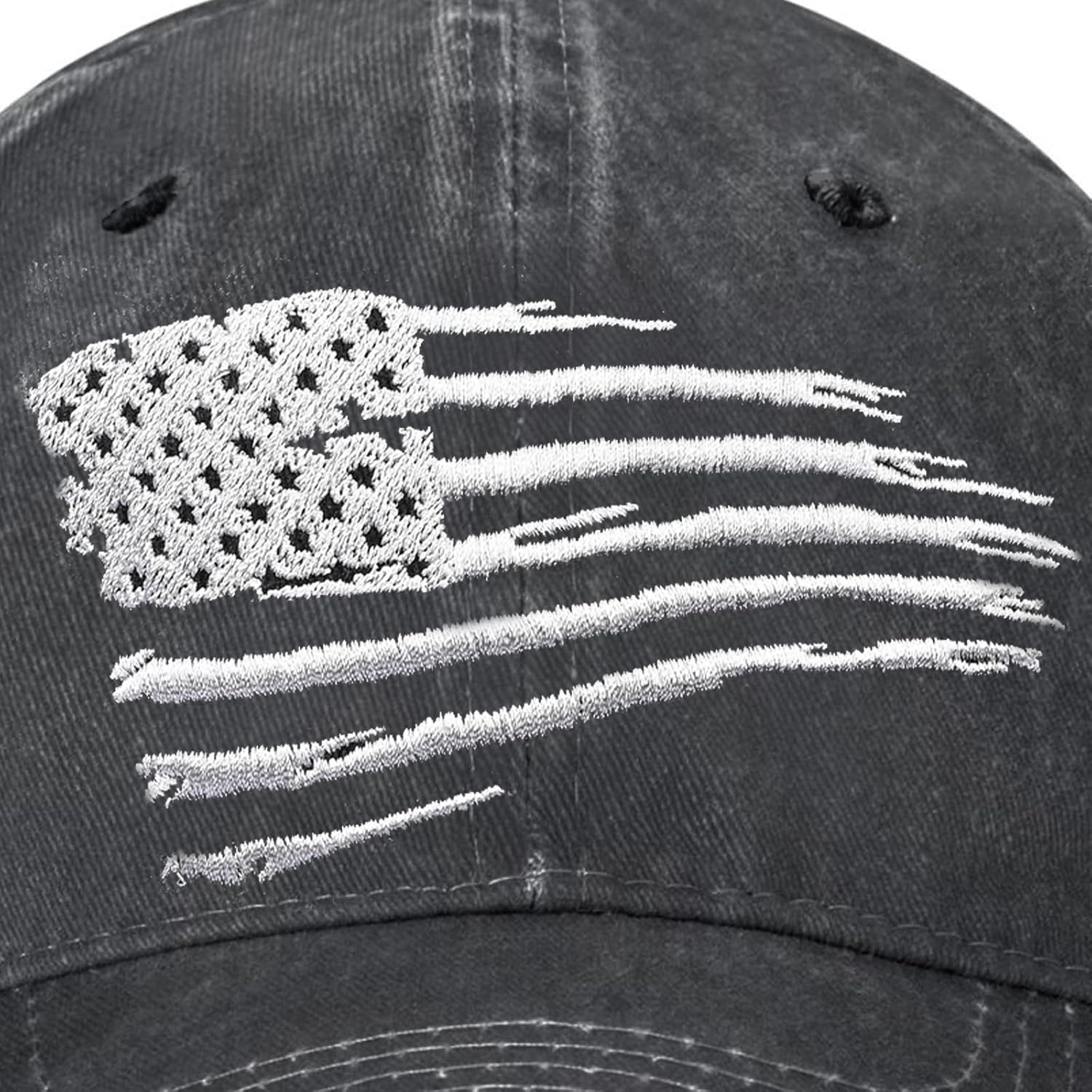 Embroidered Baseball Cap for Women Men Vintage Adjustable Washed Distressed Denim Baseball Hat - Image 2