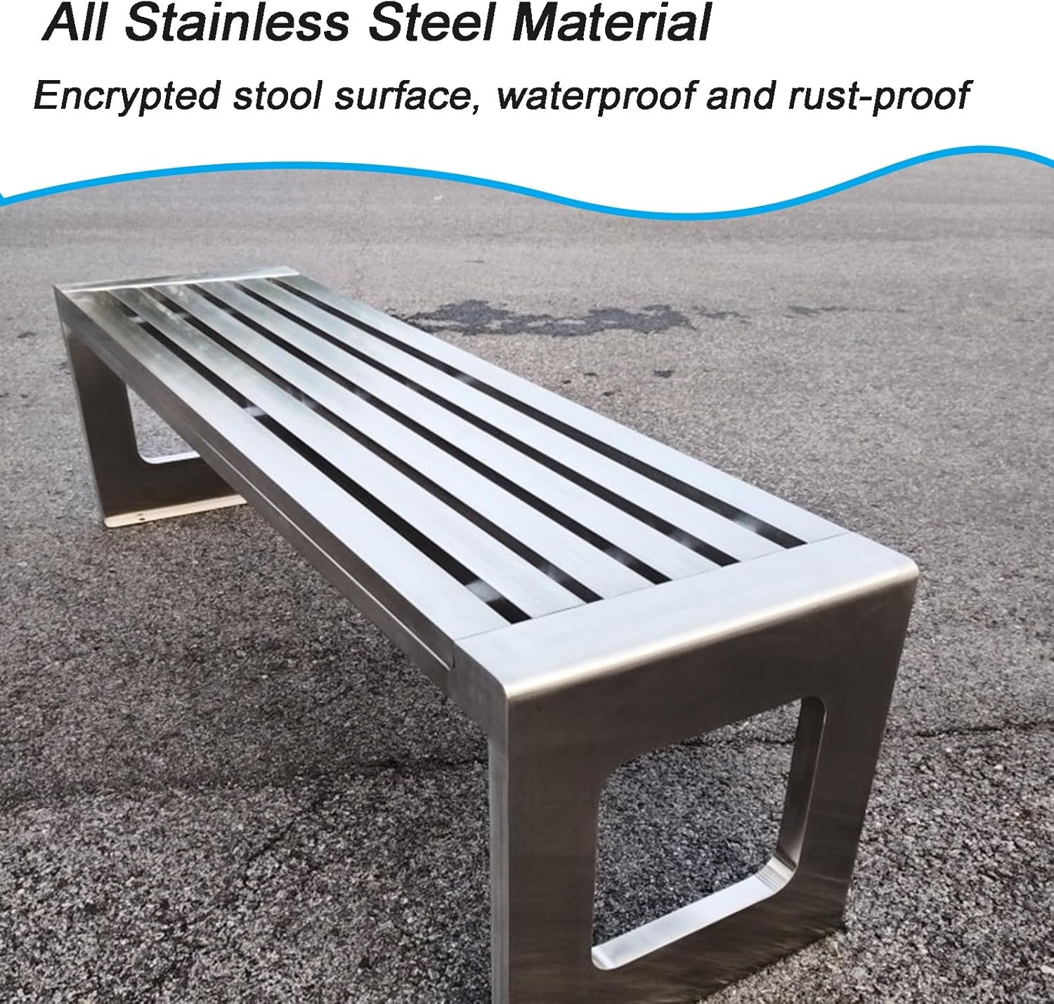 Weatherproof Stainless Steel Outdoor Bench, Backless Two-Person Seating for Garden, Patio, Porch – 39in (100cm) Durable Yard Furniture