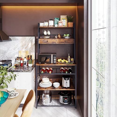 Miniatura 6 de ODK Estante para panaderos con almacenamiento estante para hornear de cocina con cajones soporte para microondas de 6 niveles estante de