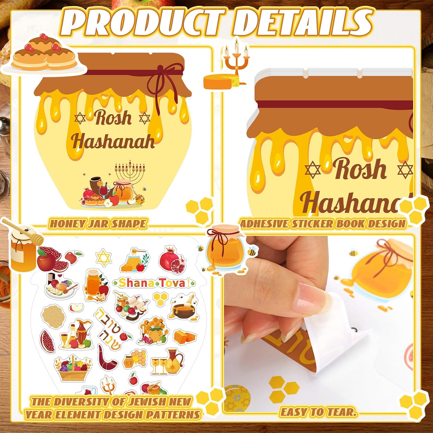 Eersida 600+ Rosh Hashanah Stickers Jewish New Year Self-Adhesive Stickers image 3