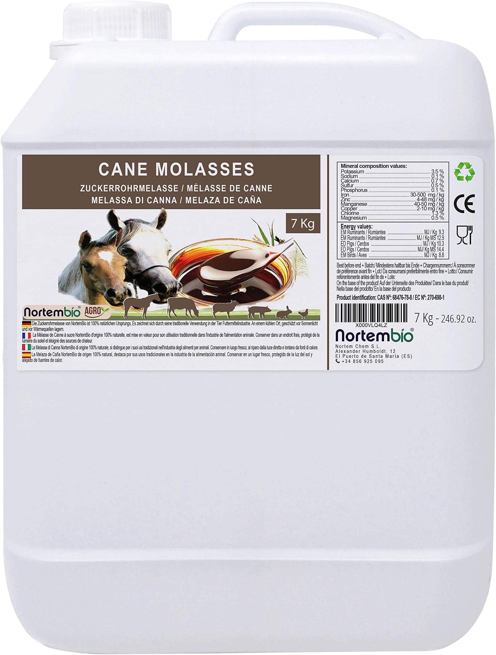 Melaza de Caña 7 kg. 100% Natural. Alto Contenido Mineral. Producto CE.