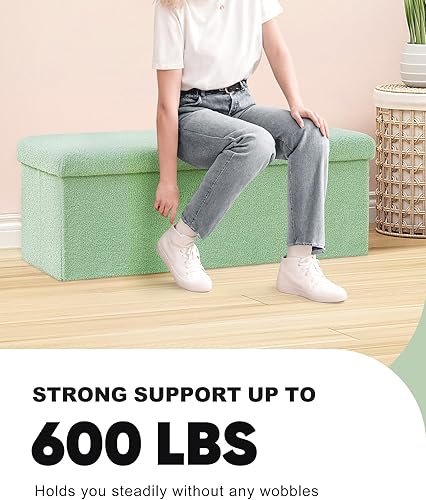 Miniatura 45 de B FSOBEIIALEO Cubo otomano de almacenamiento pequeño Sherpa otomano otomano, otomanas plegables y portátiles, piel de peluche sintética, color