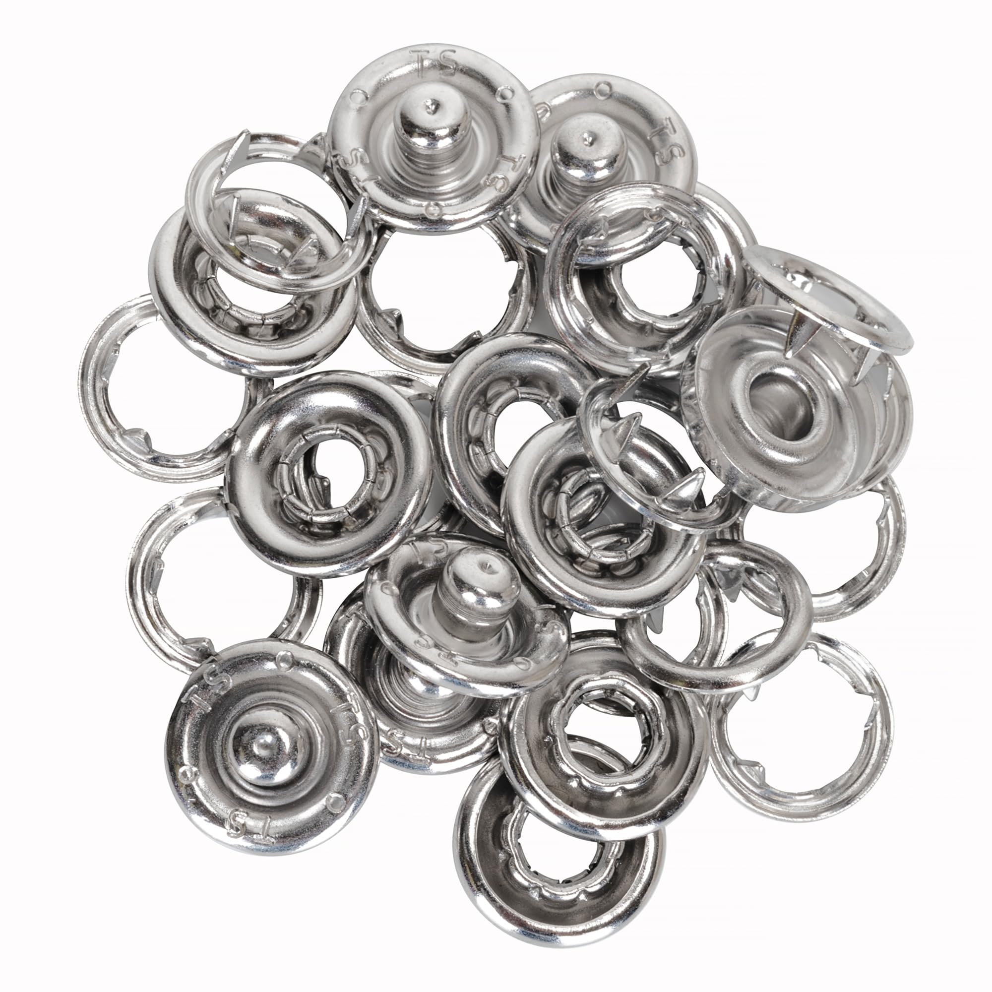 WedDecor Cierre a presión de 10 mm, broches de presión plateados, broches de latón sin níquel para manualidades, costura y tapicería, duraderos y resistentes al óxido, 500 unidades