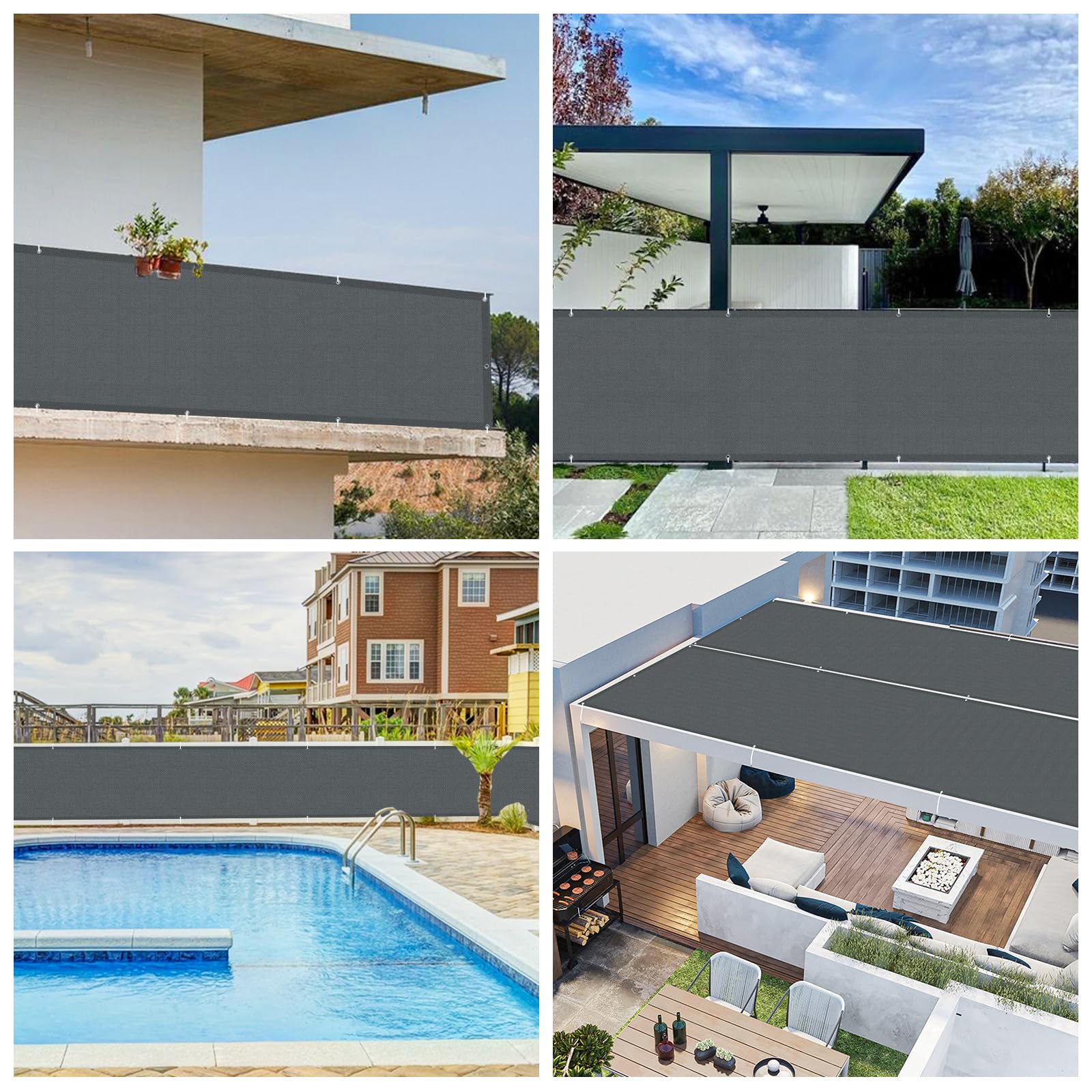 SUNNY GUARD Frangivisto Balcone 85x600cm Protezione Privacy,Protezione UV,Antivento e Impermeabile Copri Ringhiera Balcone per Giardino terrazza con Fascetta,Antracite Scuro